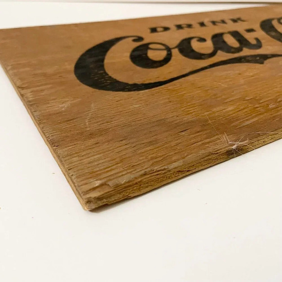 Coca Cola Plywood Advertisement Wooden Ad Drink Coke 19.25 x 10  in Sign - Picture 15 of 15